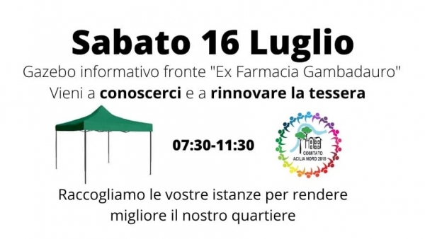 PROSSIMO APPUNTAMENTO CON IL COMITATO DI QUARTIERE (Sabato 16 Luglio h 07:30-11:30)